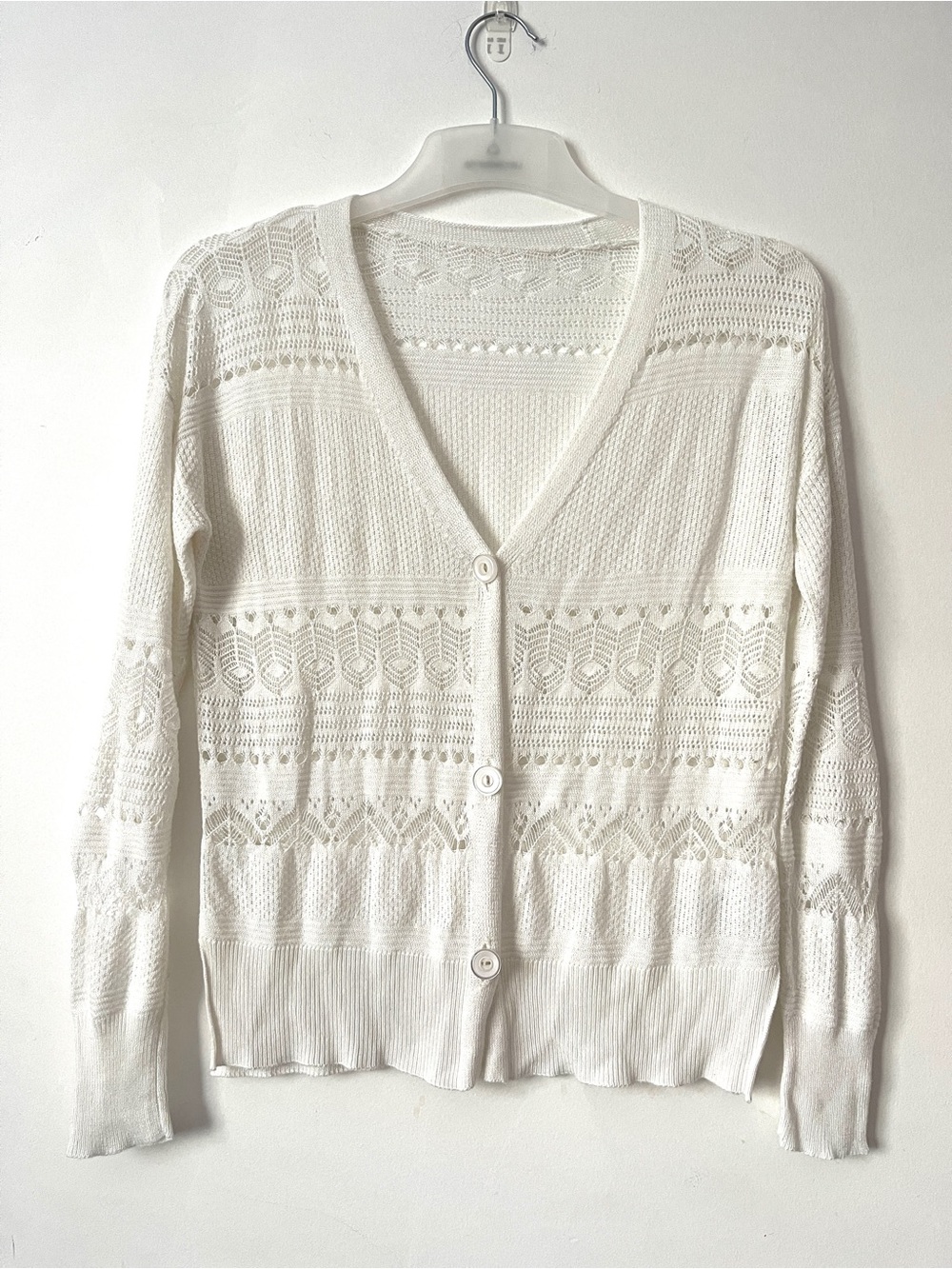 Women's Size S Open-Knit Button Cardigan Sweater